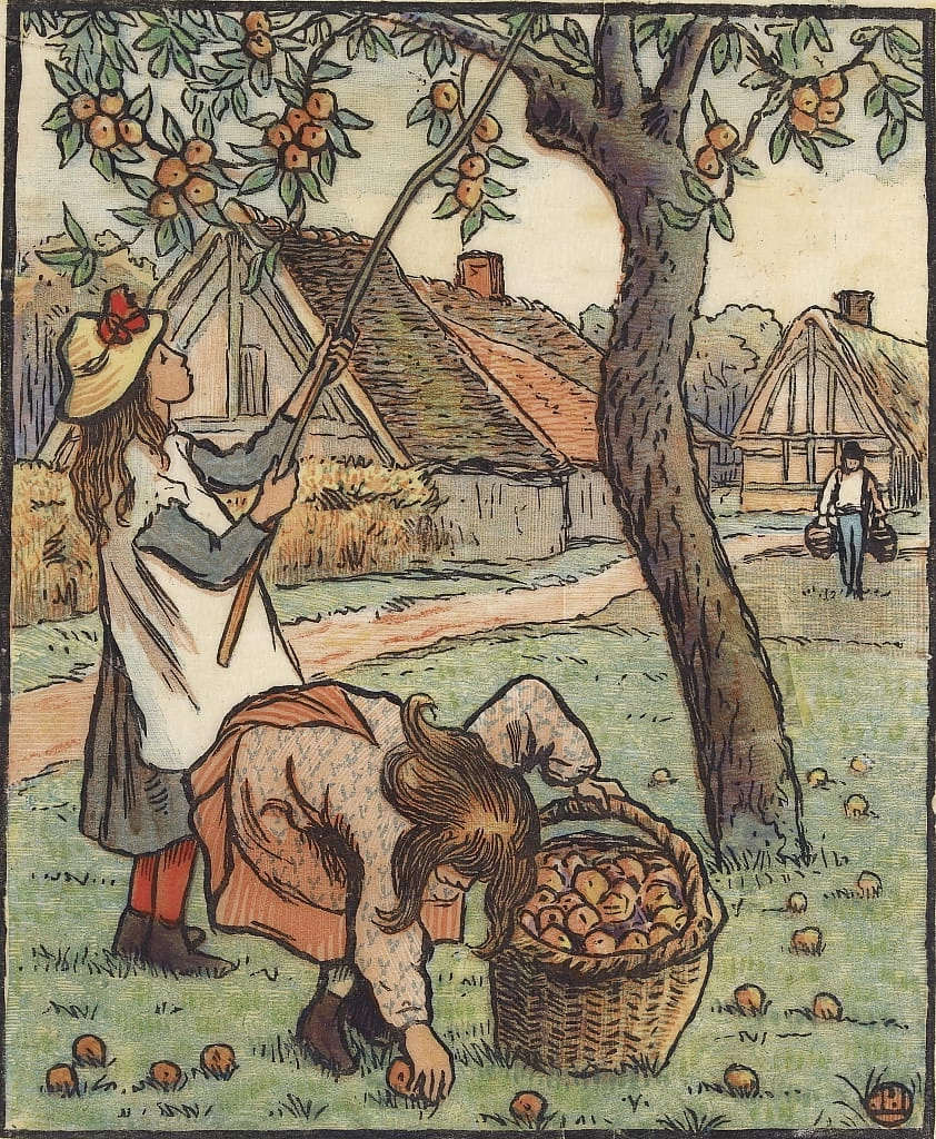 Luciene Pissarro - Il raccolto di mele, 1889, Ashmolean Museum, University of Oxford